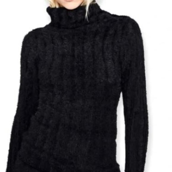 NWT Fuzzy Black Turtleneck Mini Dress Size M Autumn/Winter Bodycon Goth - Picture 3 of 4